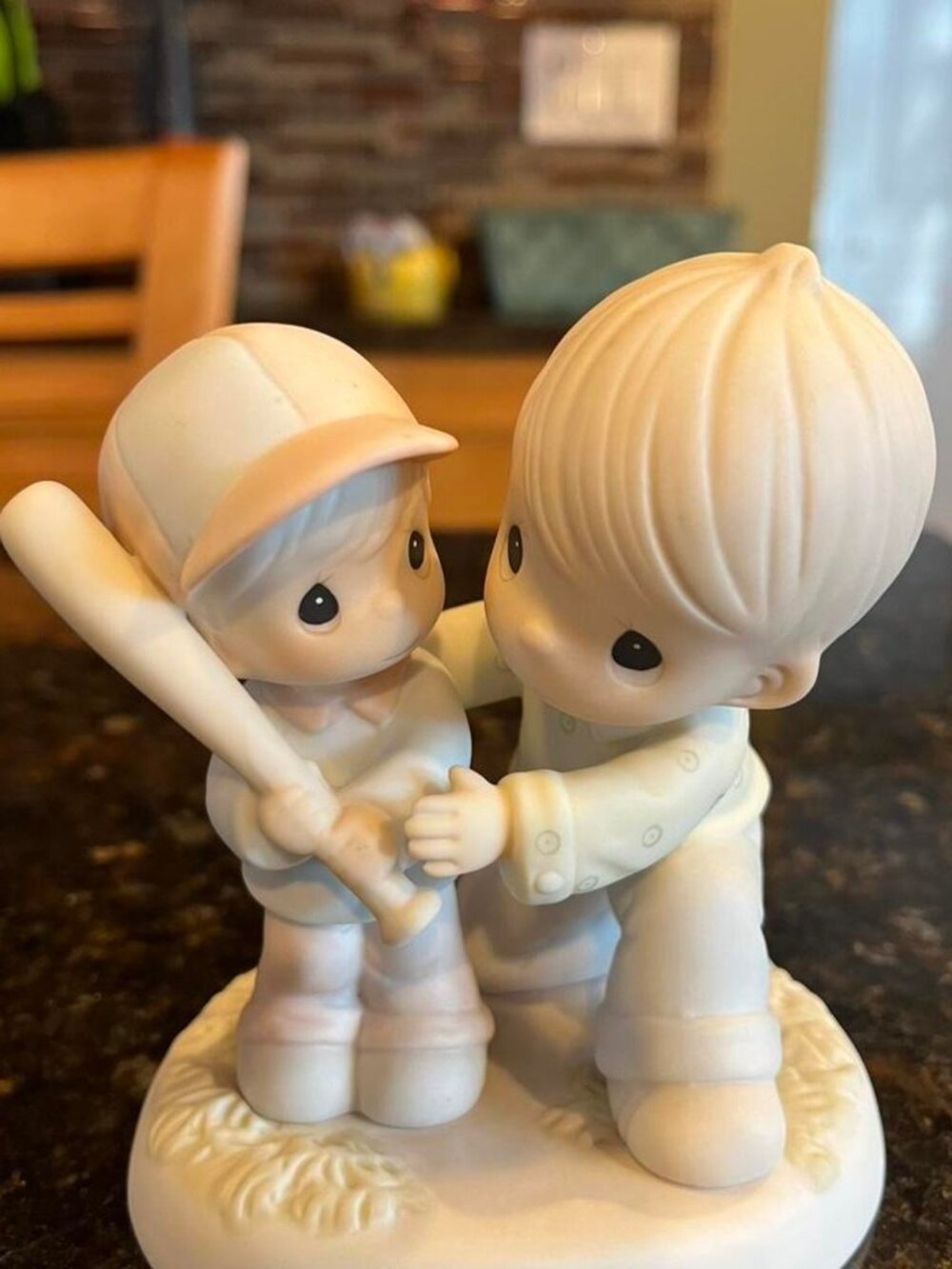 White & Cream Baseball Teaching Figurine - Home Decor Accent